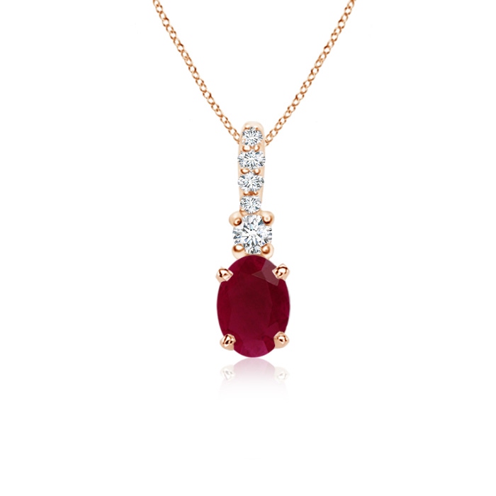 6x4mm A Oval Ruby Pendant with Diamond Bale in Rose Gold 