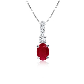 6x4mm AA Oval Ruby Pendant with Diamond Bale in S999 Silver