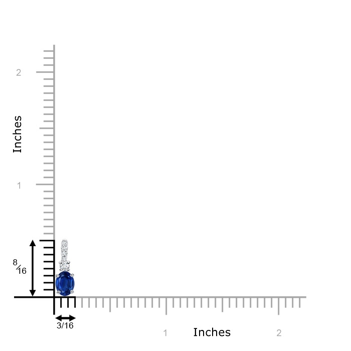 6x4mm AAA Oval Blue Sapphire Pendant with Diamond Bale in P950 Platinum product image