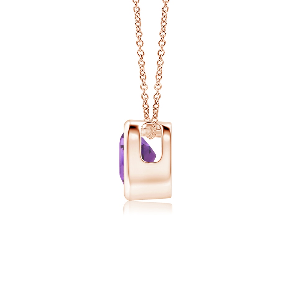 4mm A Bezel-Set Solitaire Heart Amethyst Pendant in Rose Gold side 199