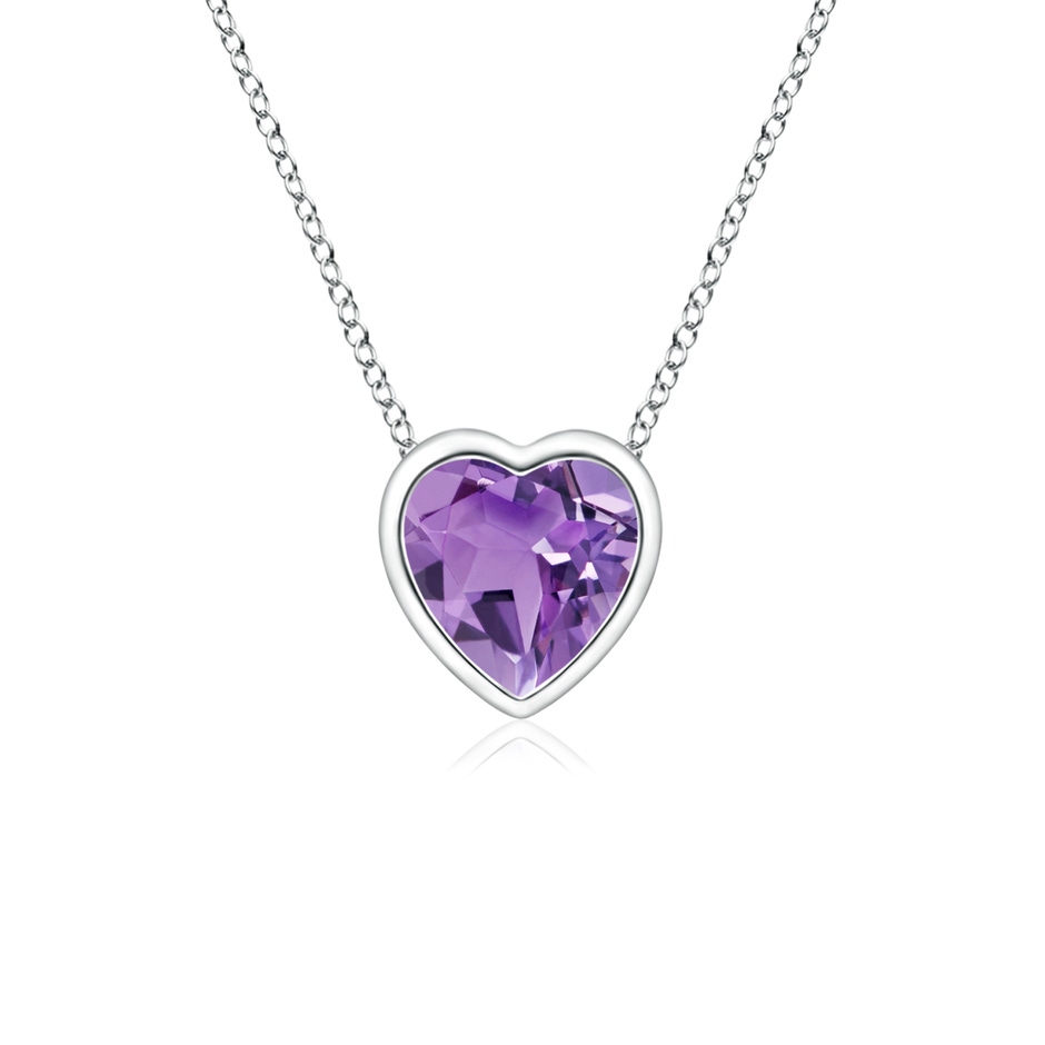 4mm A Bezel-Set Solitaire Heart Amethyst Pendant in White Gold 