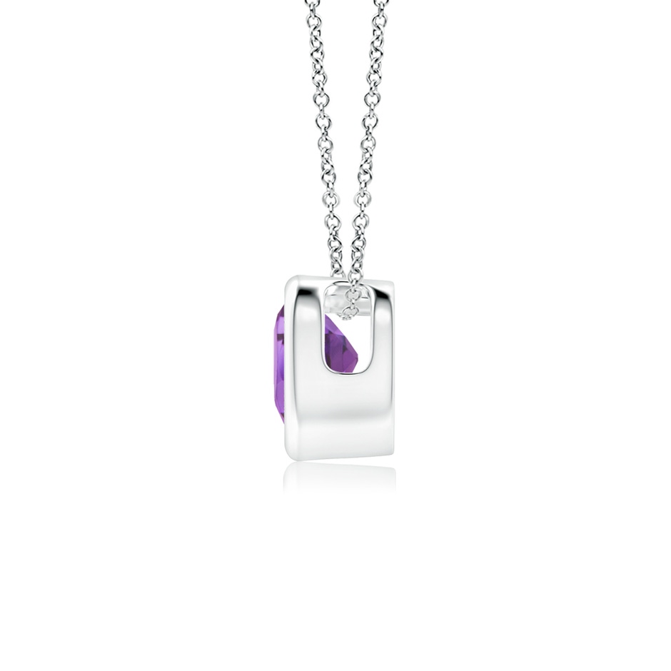 4mm A Bezel-Set Solitaire Heart Amethyst Pendant in White Gold side 199