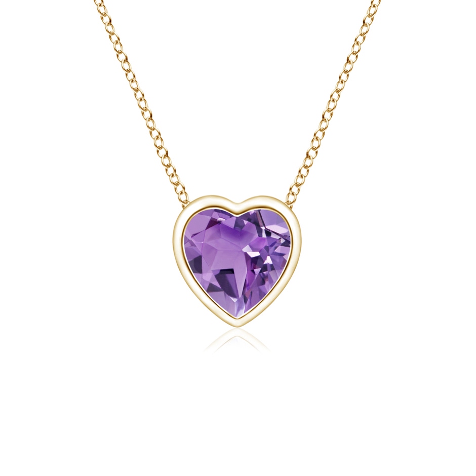 4mm A Bezel-Set Solitaire Heart Amethyst Pendant in Yellow Gold 