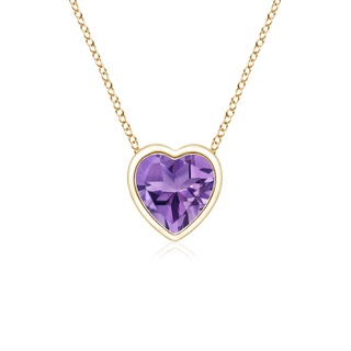 4mm AA Bezel-Set Solitaire Heart Amethyst Pendant in Yellow Gold