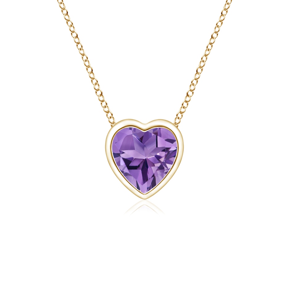 4mm AA Bezel-Set Solitaire Heart Amethyst Pendant in Yellow Gold 