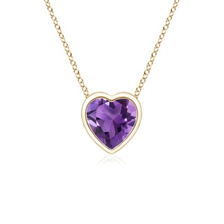 4mm AAA Bezel-Set Solitaire Heart Amethyst Pendant in 9K Yellow Gold