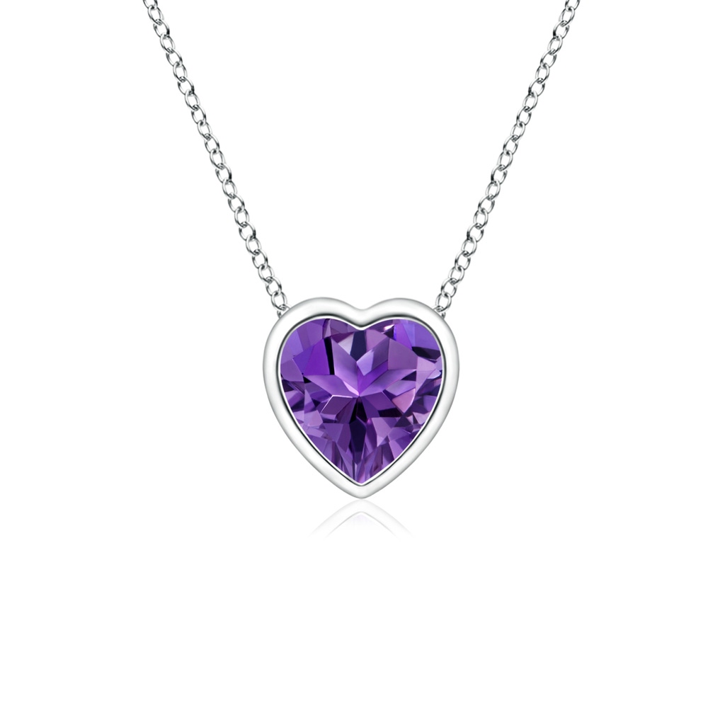 4mm AAAA Bezel-Set Solitaire Heart Amethyst Pendant in P950 Platinum