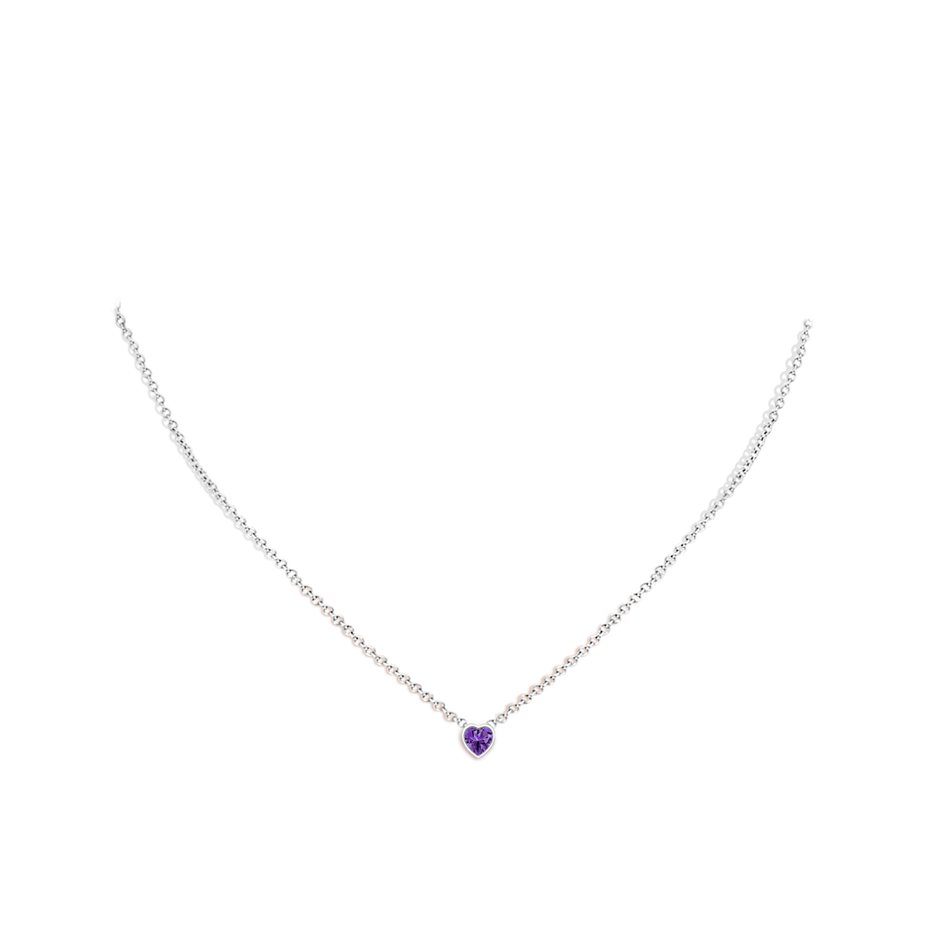 4mm AAAA Bezel-Set Solitaire Heart Amethyst Pendant in P950 Platinum pen
