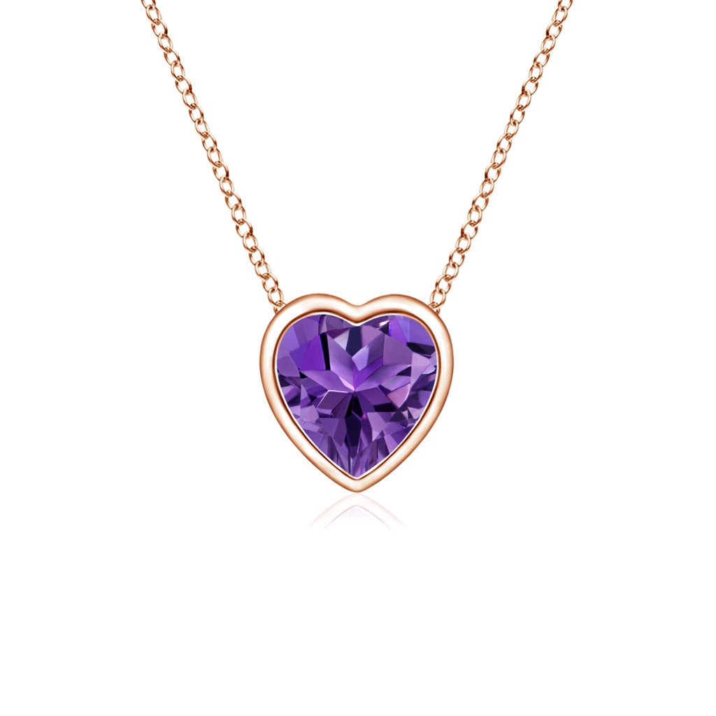 4mm AAAA Bezel-Set Solitaire Heart Amethyst Pendant in Rose Gold