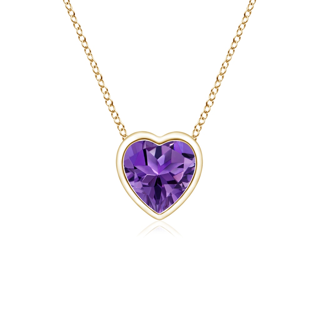 4mm AAAA Bezel-Set Solitaire Heart Amethyst Pendant in Yellow Gold