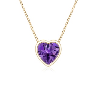 4mm AAAA Bezel-Set Solitaire Heart Amethyst Pendant in Yellow Gold