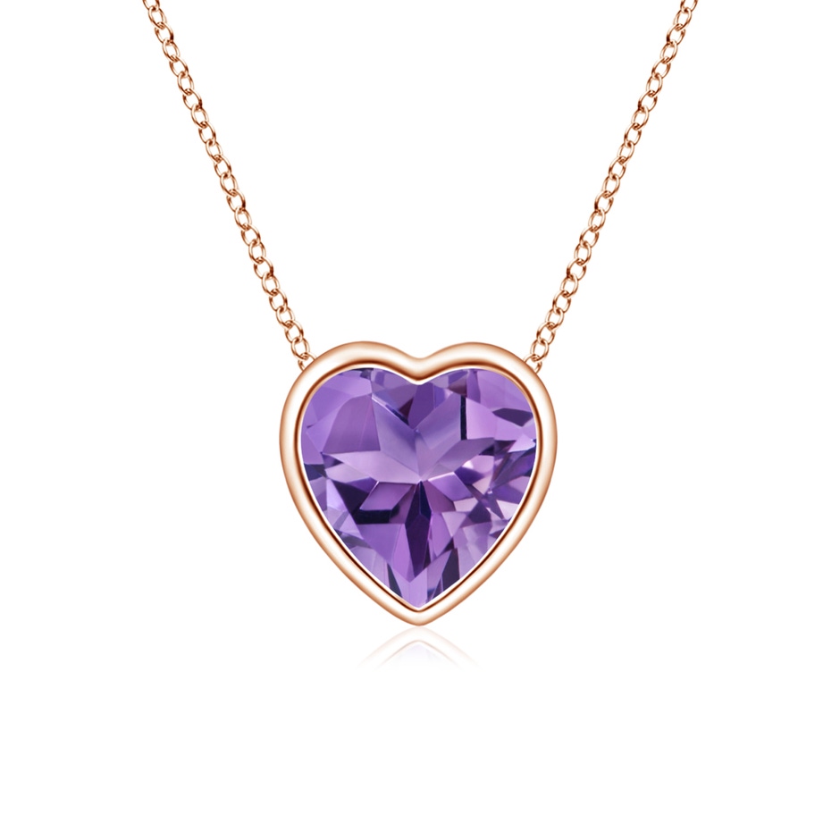 5mm AA Bezel-Set Solitaire Heart Amethyst Pendant in Rose Gold 