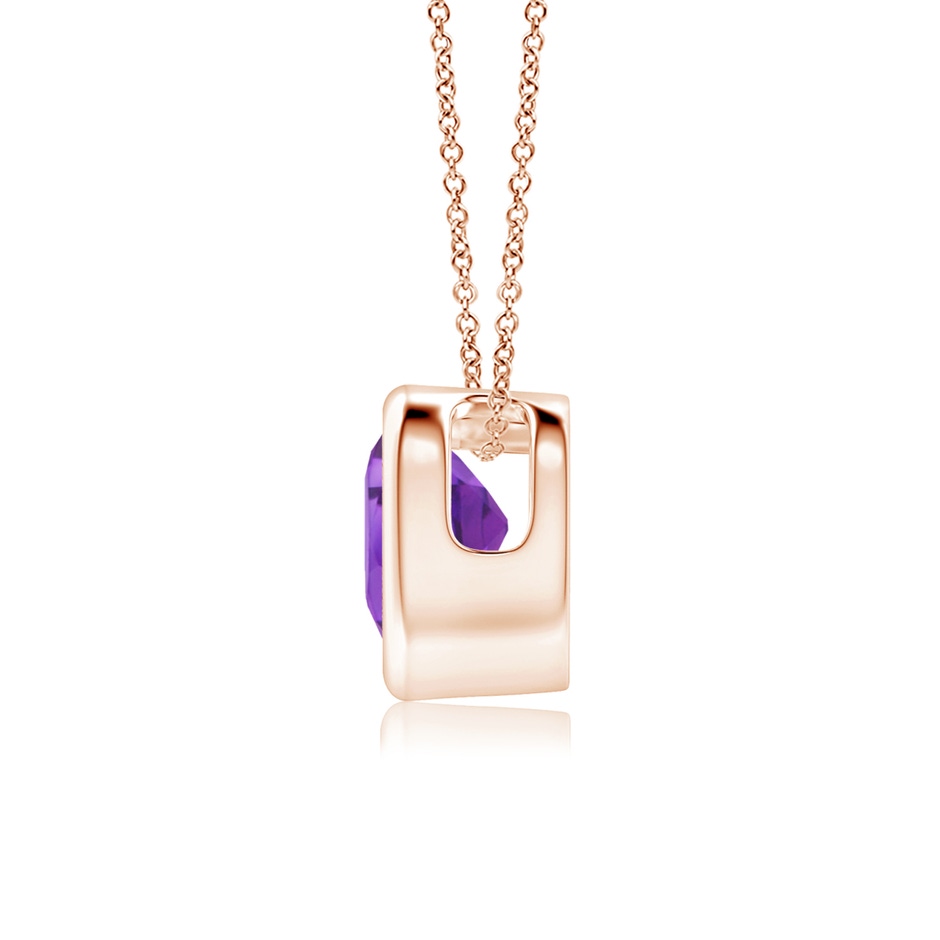 5mm AA Bezel-Set Solitaire Heart Amethyst Pendant in Rose Gold side 199