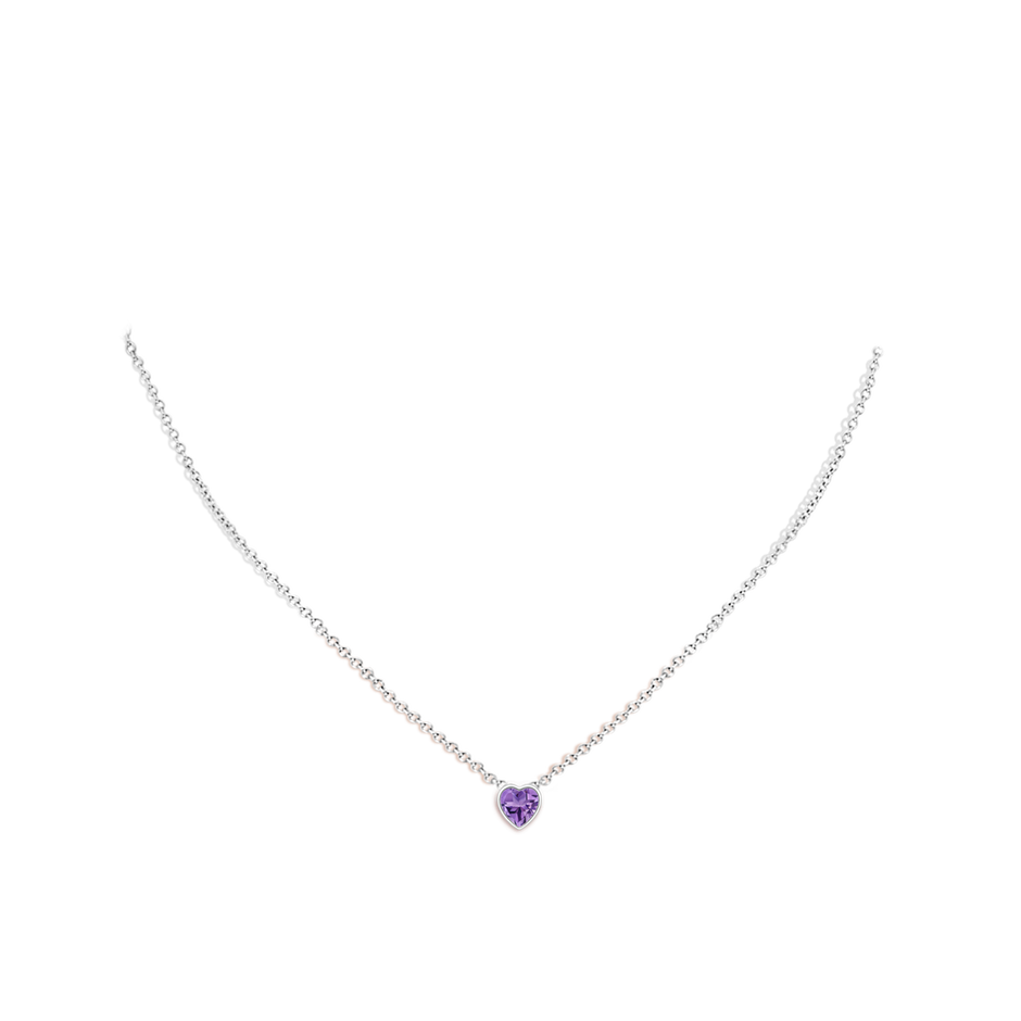 5mm AA Bezel-Set Solitaire Heart Amethyst Pendant in White Gold pen
