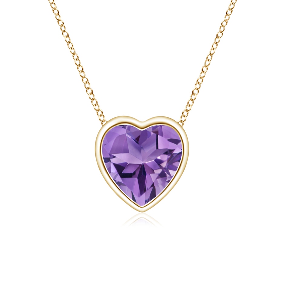 5mm AA Bezel-Set Solitaire Heart Amethyst Pendant in Yellow Gold 
