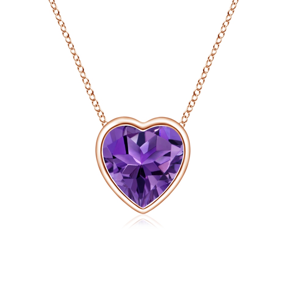 5mm AAAA Bezel-Set Solitaire Heart Amethyst Pendant in Rose Gold 