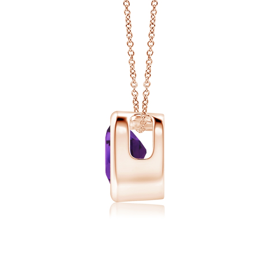 5mm AAAA Bezel-Set Solitaire Heart Amethyst Pendant in Rose Gold side 199
