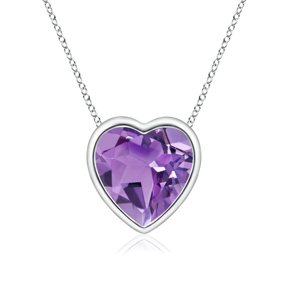6mm A Bezel-Set Solitaire Heart Amethyst Pendant in White Gold 