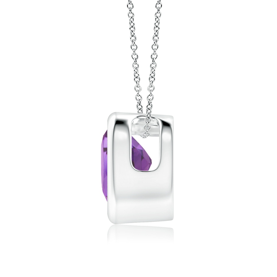 6mm A Bezel-Set Solitaire Heart Amethyst Pendant in White Gold side 199