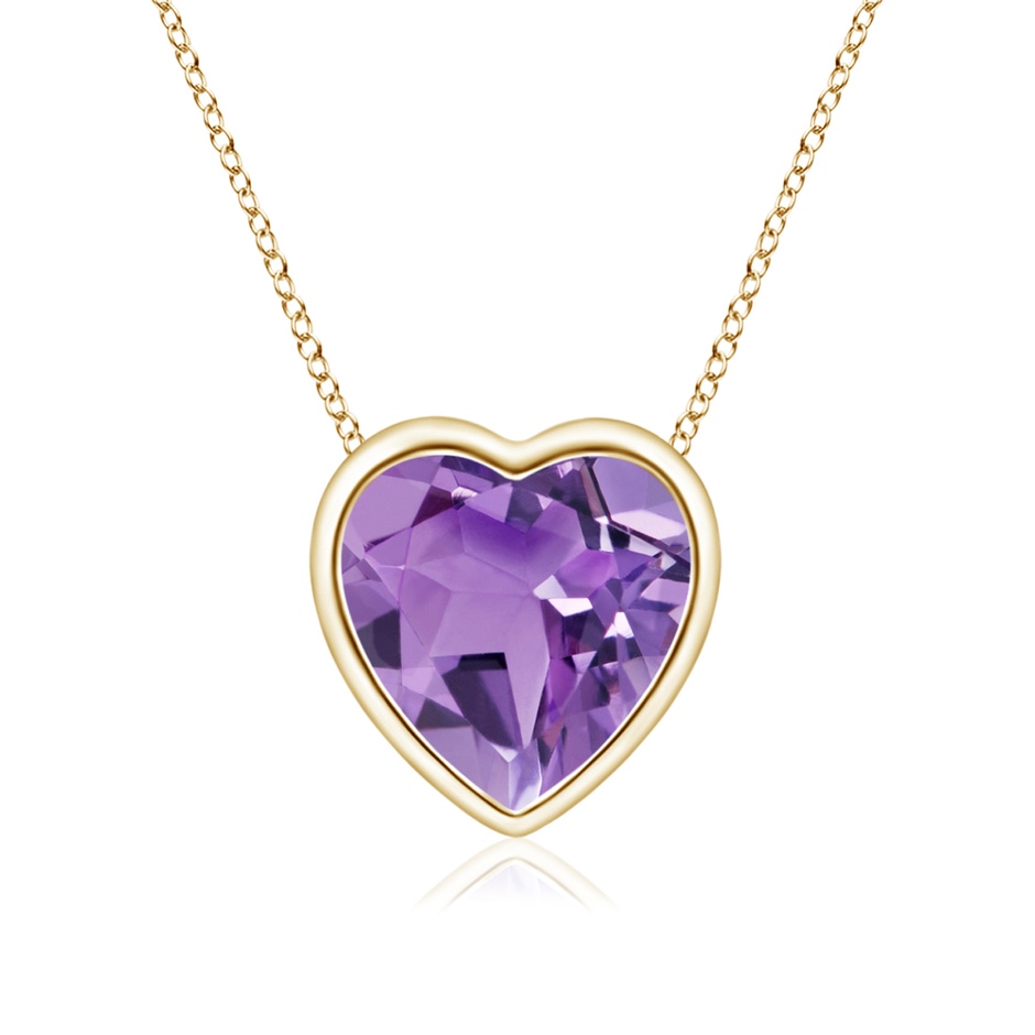 6mm A Bezel-Set Solitaire Heart Amethyst Pendant in Yellow Gold 