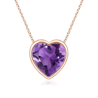 6mm AAA Bezel-Set Solitaire Heart Amethyst Pendant in Rose Gold