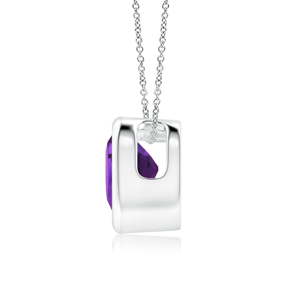 6mm AAAA Bezel-Set Solitaire Heart Amethyst Pendant in P950 Platinum side 199