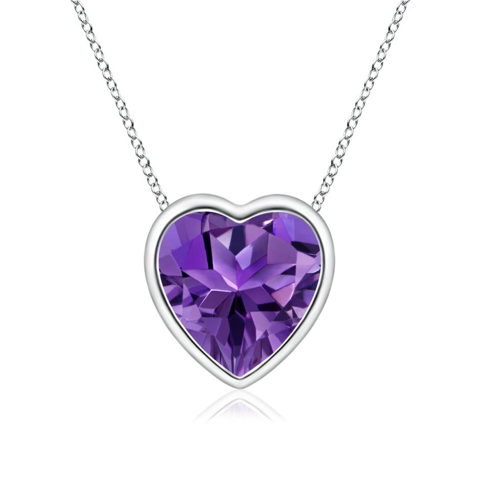 6mm AAAA Bezel-Set Solitaire Heart Amethyst Pendant in White Gold 