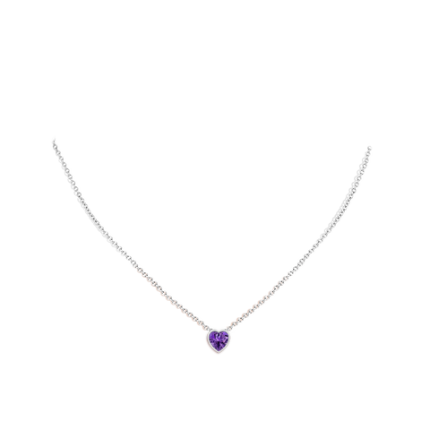 6mm AAAA Bezel-Set Solitaire Heart Amethyst Pendant in White Gold