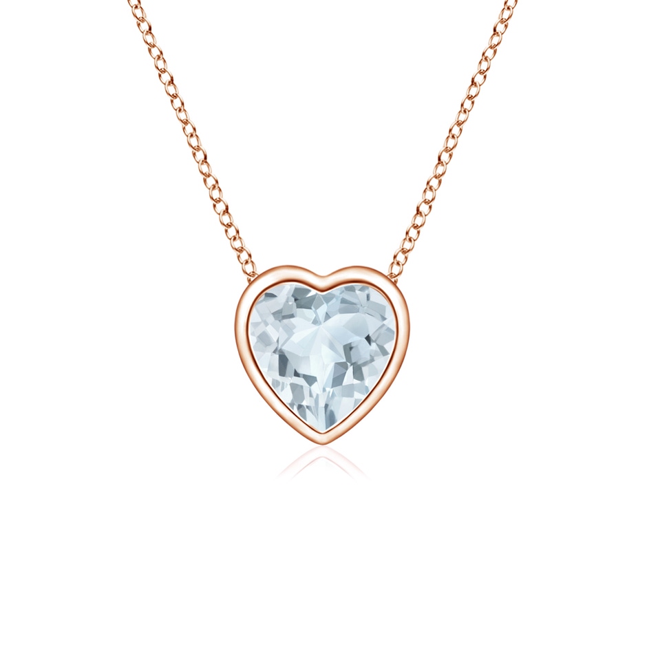 4mm A Bezel-Set Solitaire Heart Aquamarine Pendant in Rose Gold 