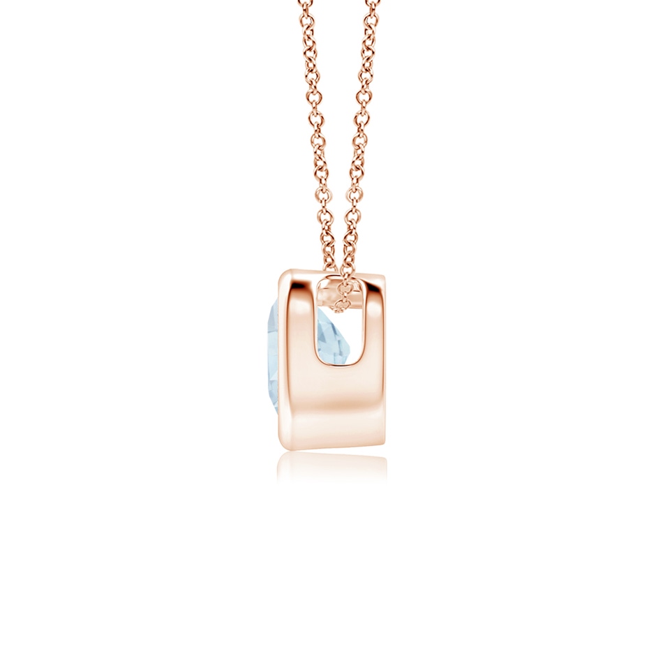 4mm A Bezel-Set Solitaire Heart Aquamarine Pendant in Rose Gold side-1