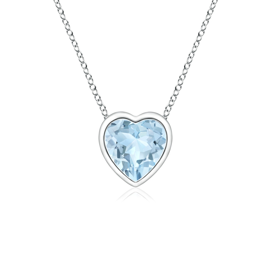 4mm AA Bezel-Set Solitaire Heart Aquamarine Pendant in 9K White Gold 