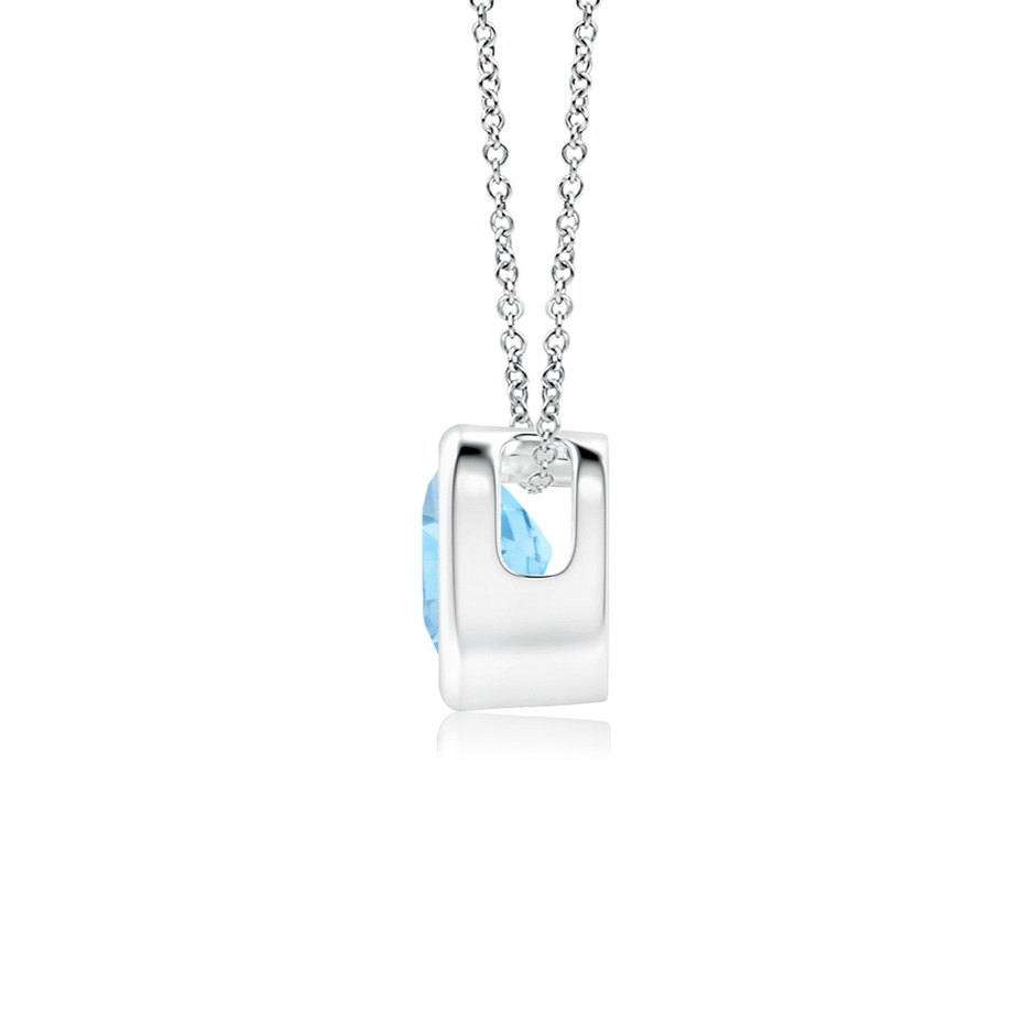 4mm AAA Bezel-Set Solitaire Heart Aquamarine Pendant in 9K White Gold side-1