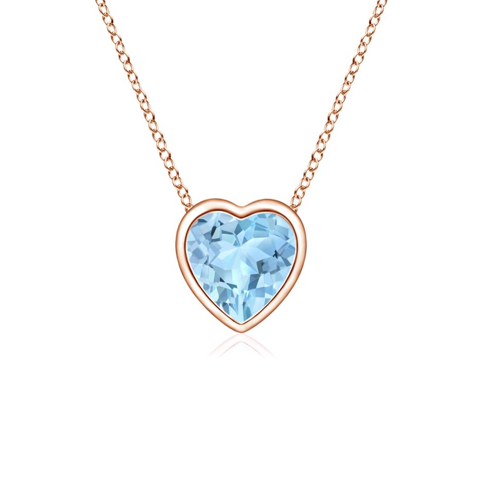 4mm AAA Bezel-Set Solitaire Heart Aquamarine Pendant in Rose Gold 