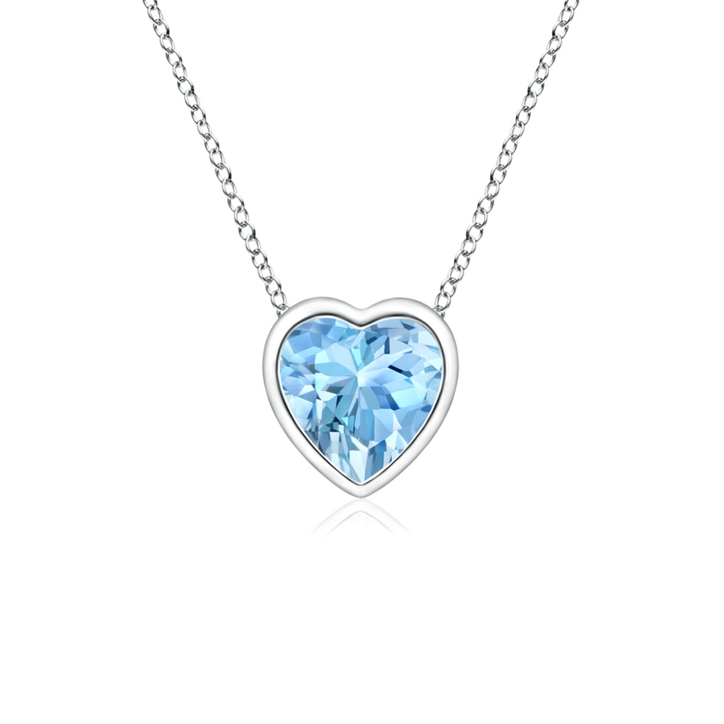 4mm AAAA Bezel-Set Solitaire Heart Aquamarine Pendant in P950 Platinum