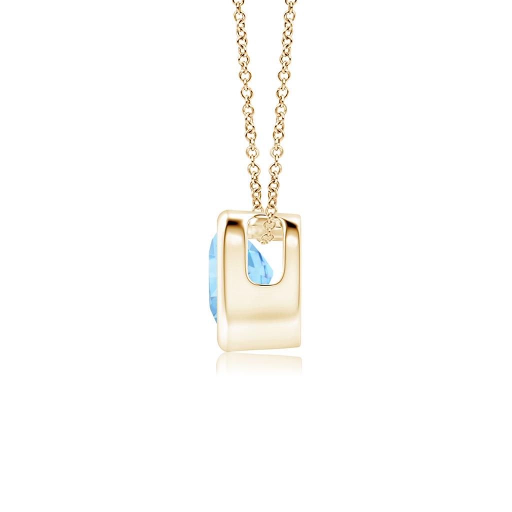 4mm AAAA Bezel-Set Solitaire Heart Aquamarine Pendant in Yellow Gold - side_1