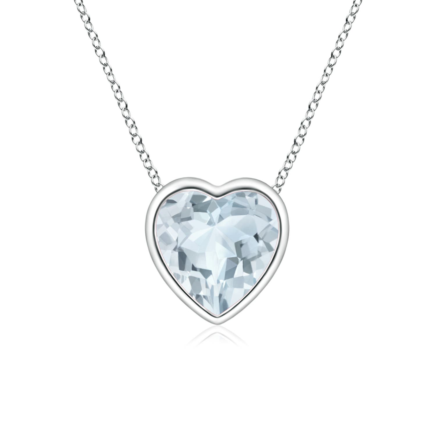 5mm A Bezel-Set Solitaire Heart Aquamarine Pendant in P950 Platinum