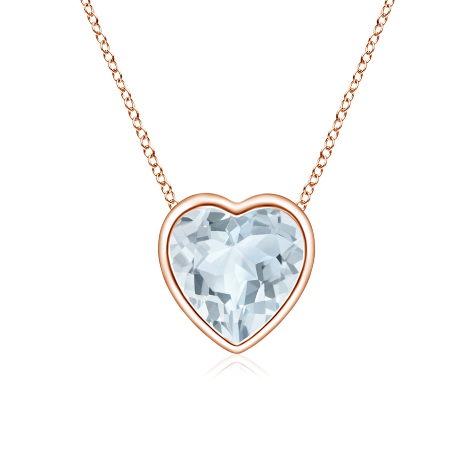 5mm A Bezel-Set Solitaire Heart Aquamarine Pendant in Rose Gold 