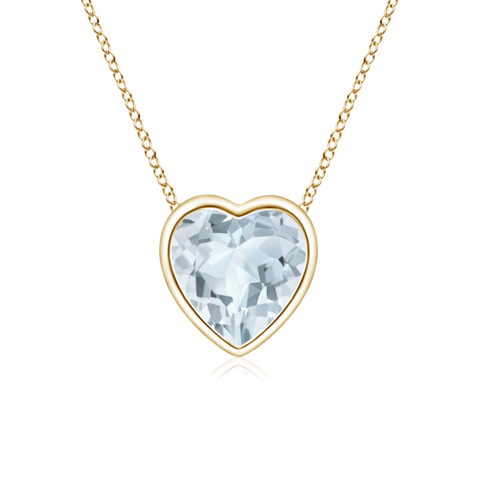 5mm A Bezel-Set Solitaire Heart Aquamarine Pendant in Yellow Gold 