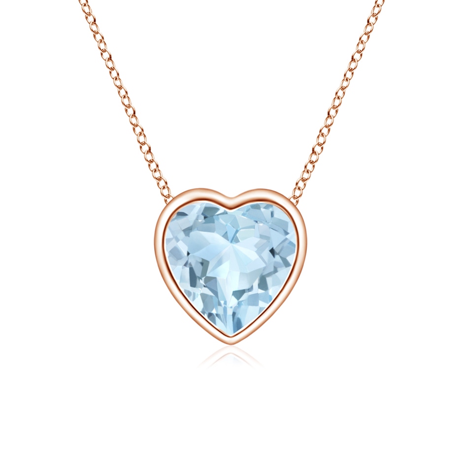 5mm AA Bezel-Set Solitaire Heart Aquamarine Pendant in Rose Gold 