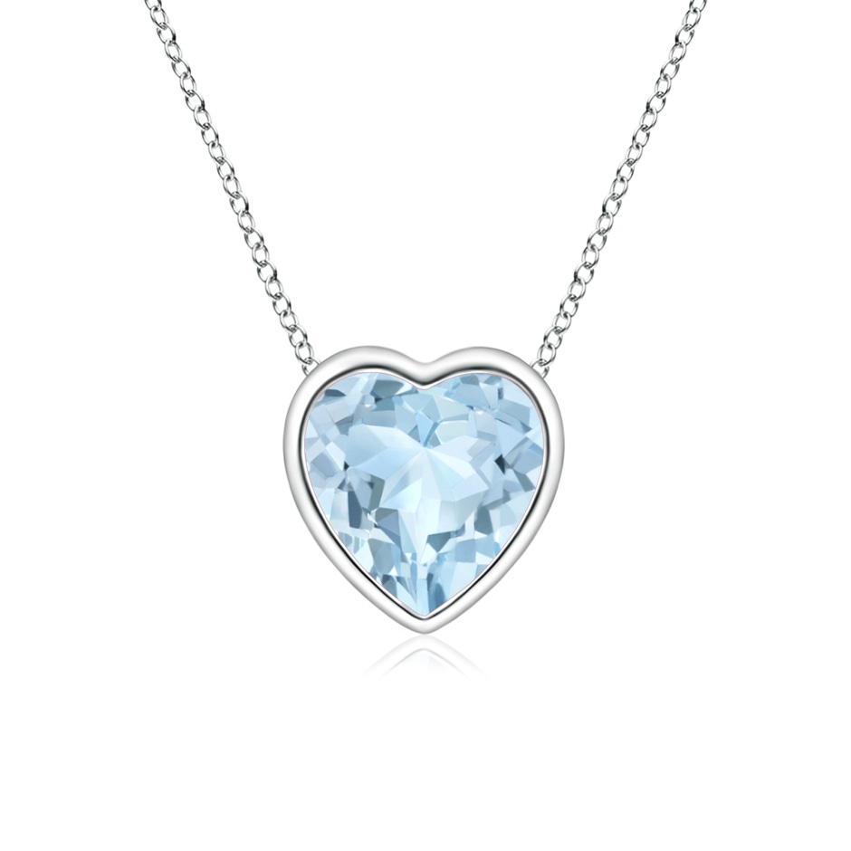 5mm AA Bezel-Set Solitaire Heart Aquamarine Pendant in White Gold 