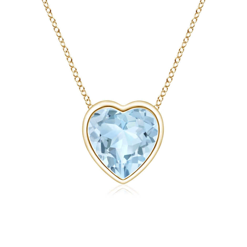 5mm AA Bezel-Set Solitaire Heart Aquamarine Pendant in Yellow Gold 