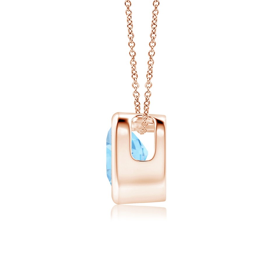 5mm AAA Bezel-Set Solitaire Heart Aquamarine Pendant in Rose Gold side-1
