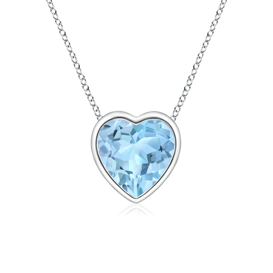 5mm AAA Bezel-Set Solitaire Heart Aquamarine Pendant in White Gold 