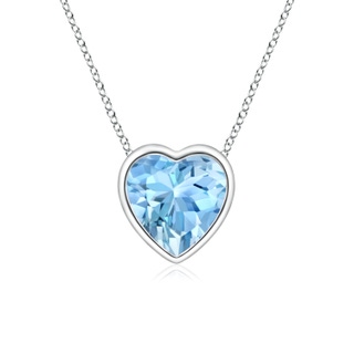 5mm AAAA Bezel-Set Solitaire Heart Aquamarine Pendant in White Gold