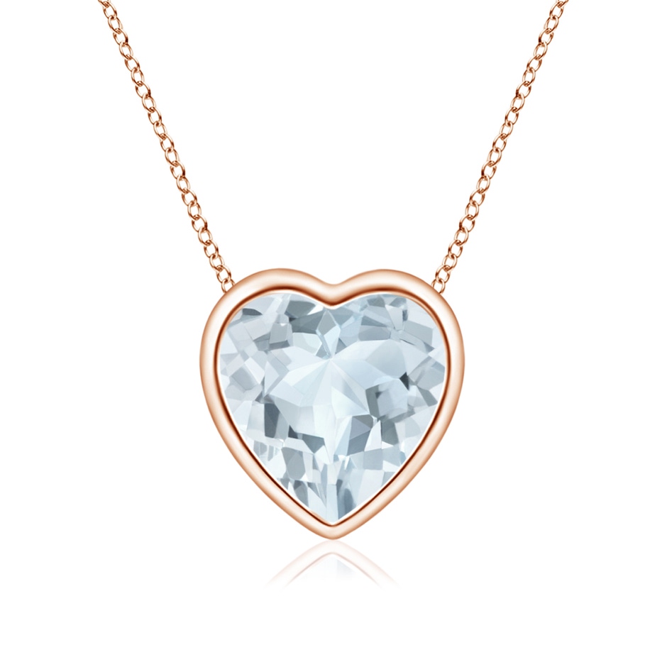 6mm A Bezel-Set Solitaire Heart Aquamarine Pendant in Rose Gold 