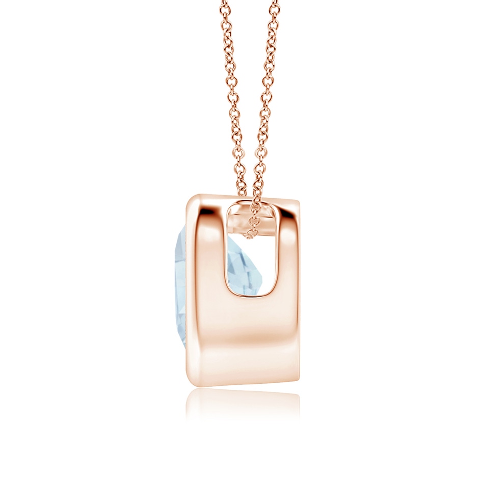 6mm A Bezel-Set Solitaire Heart Aquamarine Pendant in Rose Gold side-1