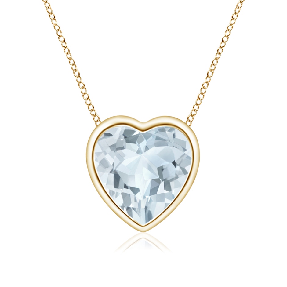 6mm A Bezel-Set Solitaire Heart Aquamarine Pendant in Yellow Gold 