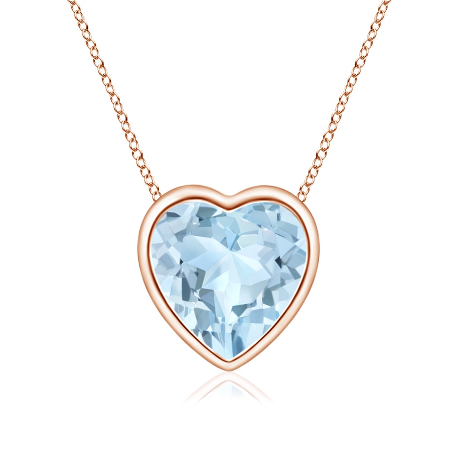 6mm AA Bezel-Set Solitaire Heart Aquamarine Pendant in Rose Gold 