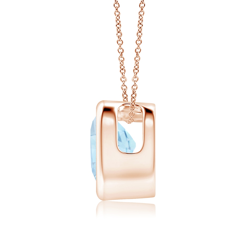 6mm AA Bezel-Set Solitaire Heart Aquamarine Pendant in Rose Gold side-1
