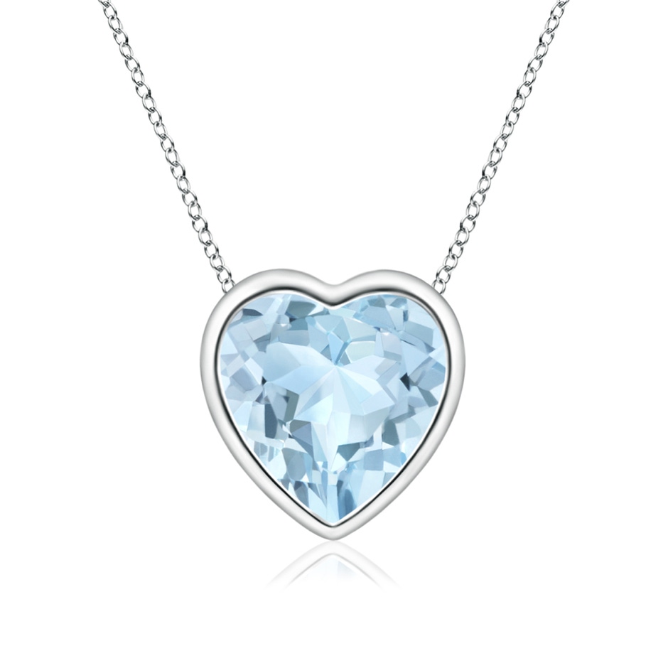 6mm AA Bezel-Set Solitaire Heart Aquamarine Pendant in White Gold 